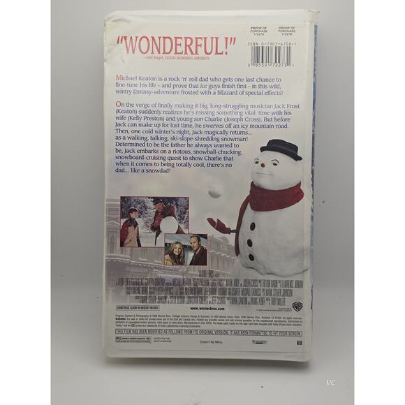 Jack Frost VHS 1998 Michael Keaton Family Fantasy Movie Vintage - Picture 2 of 3